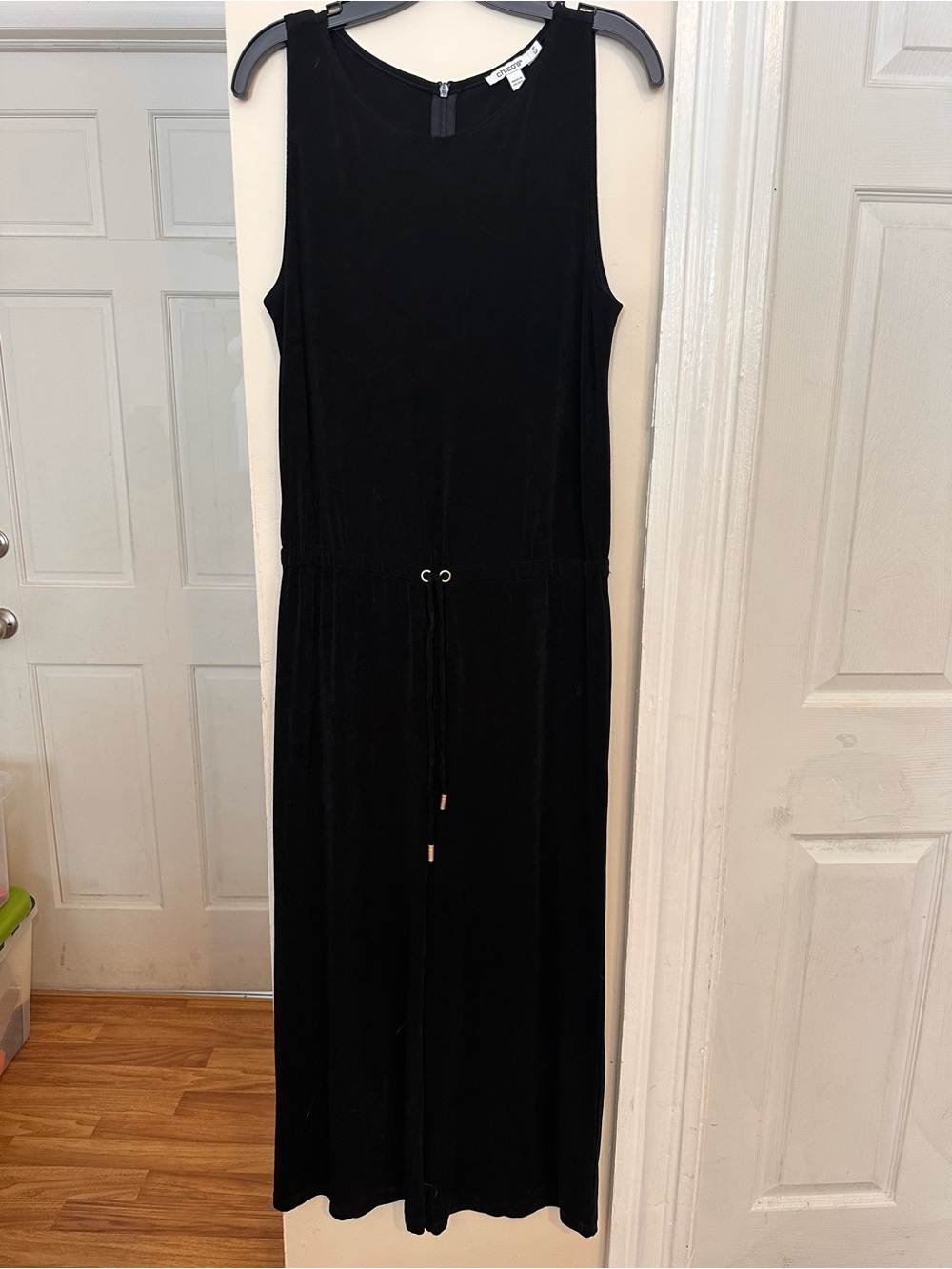 Chico’s Black Sleeveless Wide Leg Jumpsuit Drawstring Waist Petite M